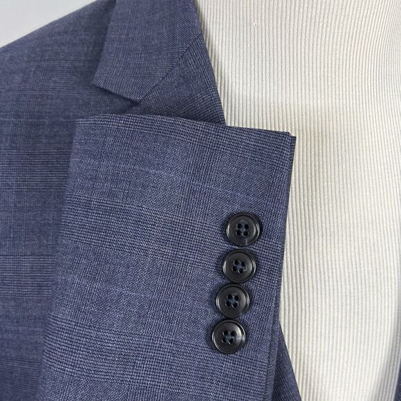 Jos A Bank 40S Tailored Fit Sport Coat Blue Plaid Wool Blend Double Vented - Picture 5 of 8